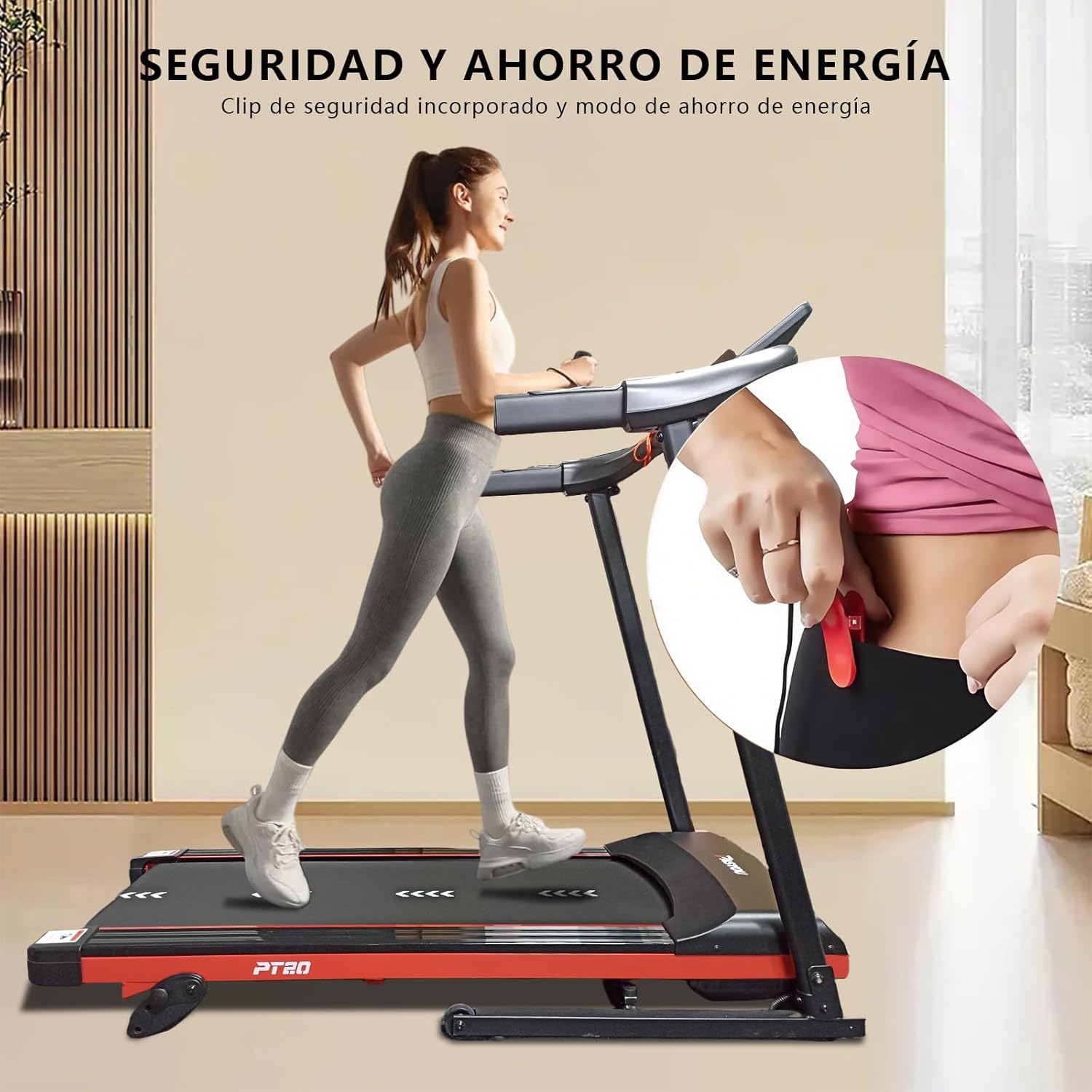 RESTSUKO Caminadora Electrica Plegable 2.5 HP, Caminadora Electrica con Asas, 3 Niveles de Inclinación, Antideslizante, Incluye Bocinas y Pantalla, Velocidad 1 a 12 km/h, Soporte 150 Kg