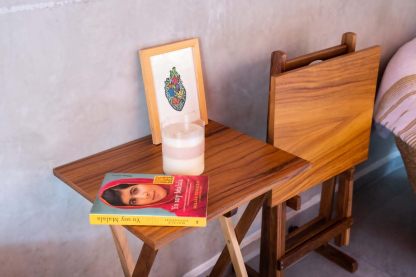 Hogare Mesas Plegables De Servicio con Base, Mesa, Mesa Auxiliar, Mesita, Juego de Parota (Chocolate)