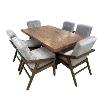 Comedor Dallas 6 Sillas SALVANTO Chapa De Nogal 160x100 cm