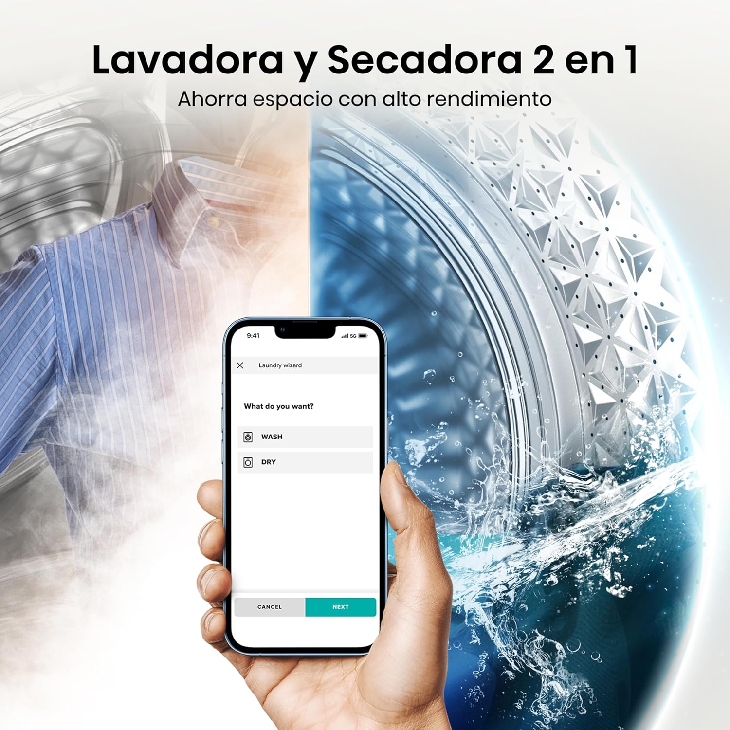 Lavasecadora Inverter Hisense 15 Kilos Carga Frontal Gris WD3S1543BT