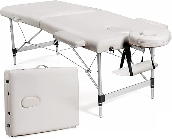 VANLIG | Cama de Masajes Portátil Profesional | Plegable y Ajustable | Base de Aluminio | para SPA, Reiki, Tatuajes y Belleza | Color Negro