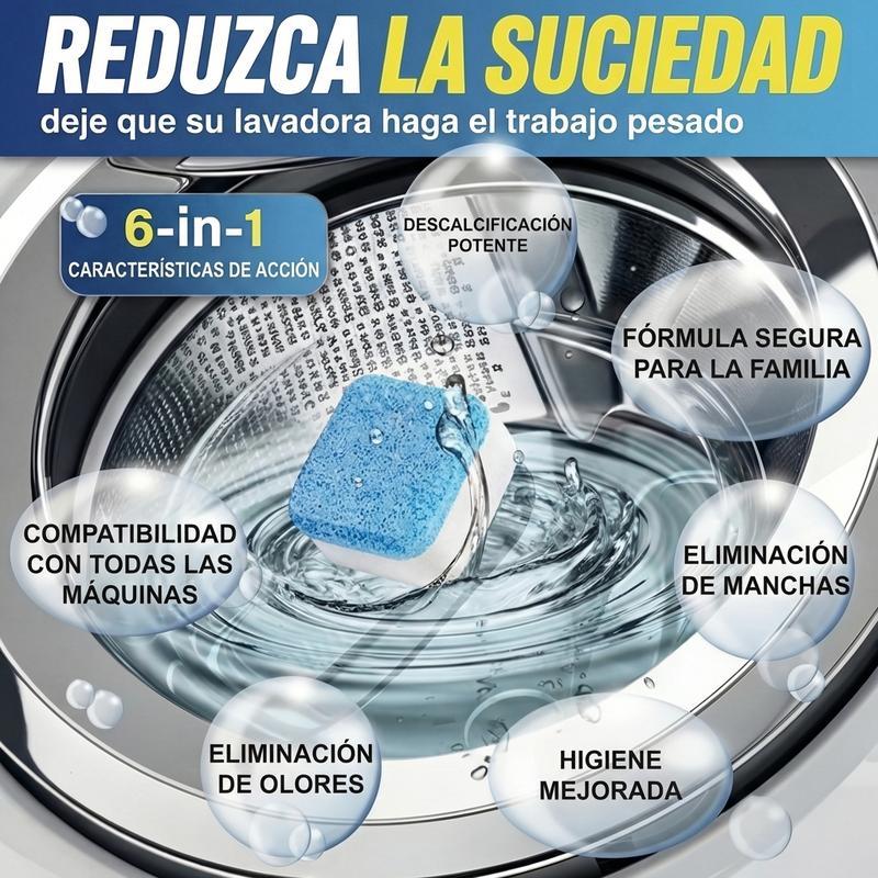 Limpiador y Descascarillador para Lavadoras, 24 Pastillas de Limpieza Profunda. Para Frontales y de Carga Superior. Limpia Tambor y Sello de Bañera. Ideal para Hogares, Dormitorios y Salas de Lavado. Desodorizante Multifuncional con Fuerte Efecto, Combate
