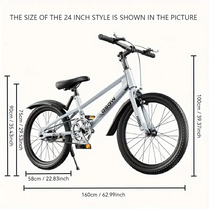 Youngsters' 24-Inch Mountain Bike - Durable Carbon Fiber & Iron, Perfect for Boys & Girls, Ideal for Outdoor Fun - White/Blue