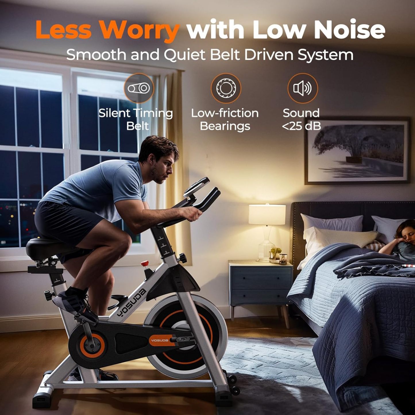 YOSUDA Bicicleta estática de ciclismo para interiores / imán, bicicleta de bicicleta con soporte para iPad y cojín de asiento cómodo
