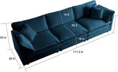 Neylory - Sofá de dos plazas con 2 almohadas para sala de estar, recámara, departamento, 2 plazas de felpilla para asiento profundo