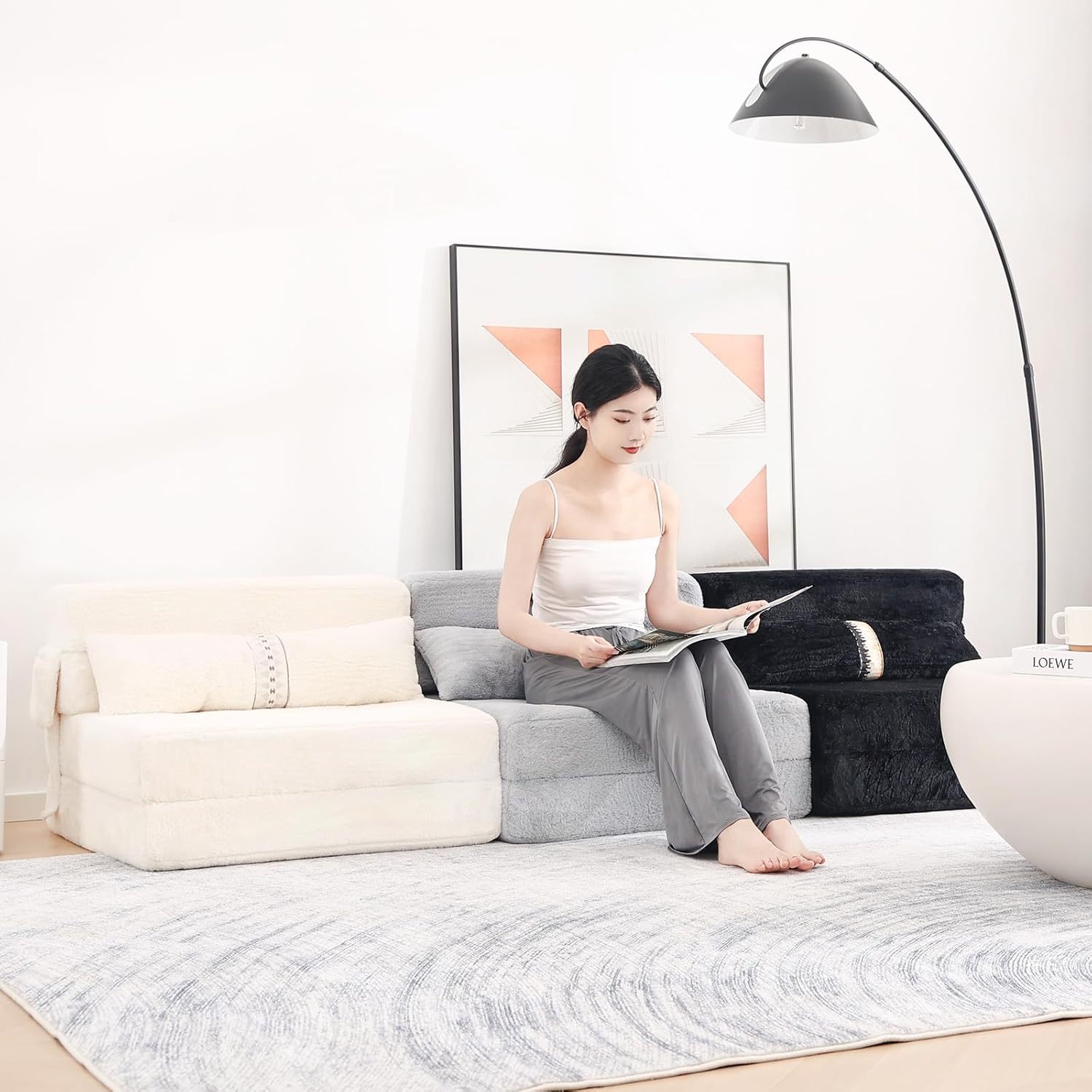 Tiita - Sillón de futón, tamaño individual, sofá cama plegable con almohada, colchón de piso y futón para sala de estar, recámara, uso de invitados, departamento