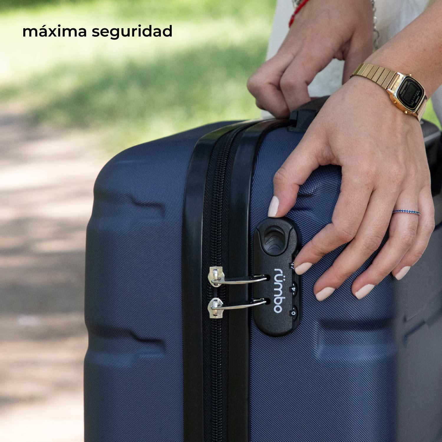Juego 4 Maletas De Viaje Rigidas Ruedas 360 Bolsas De Viaje azul Rumbo RUM40