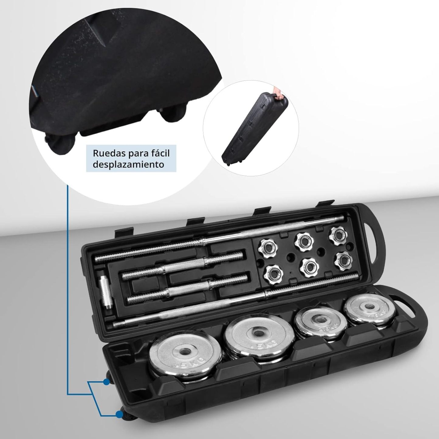 Altera Set de Mancuernas y Discos, Pesas Ajustables con Estuche para Ejercicio