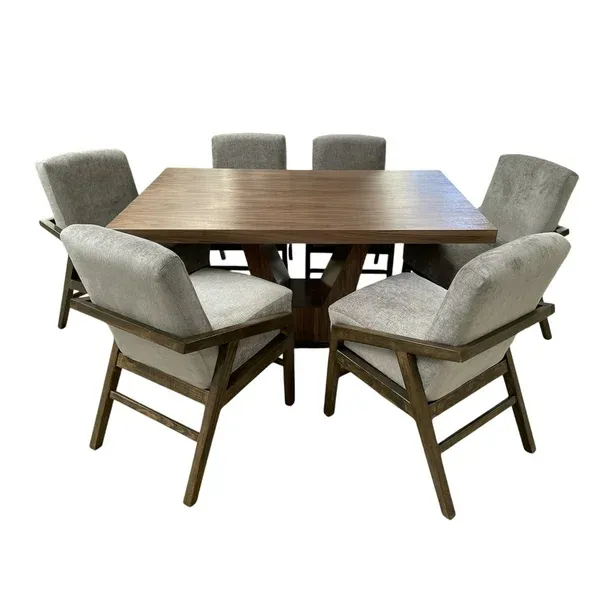 Comedor Dallas 6 Sillas SALVANTO Chapa De Nogal 160x100 cm