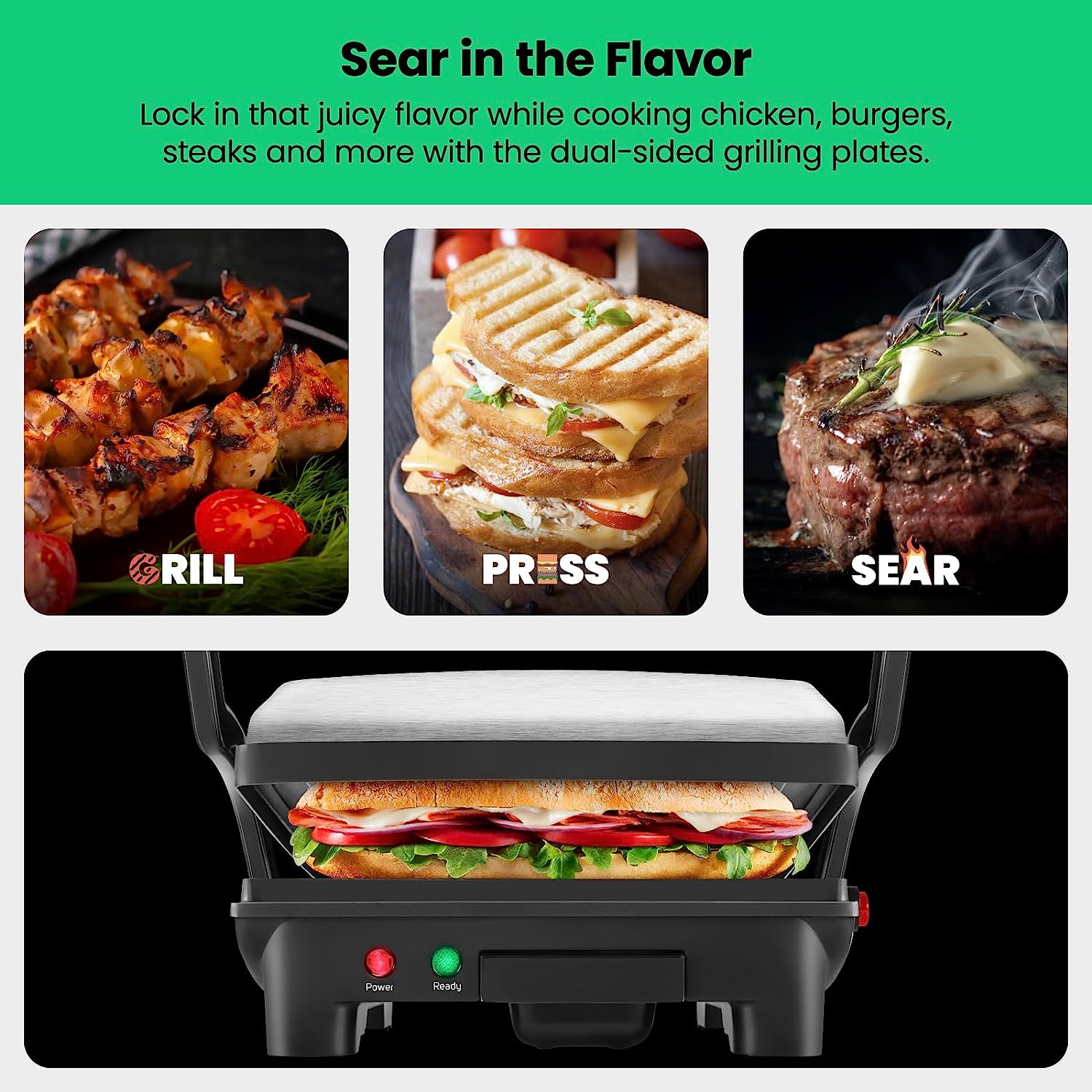 Chefman Parrilla Panini Prensa y Gourmet Sándwich de Hacer, 4 Rebanadas