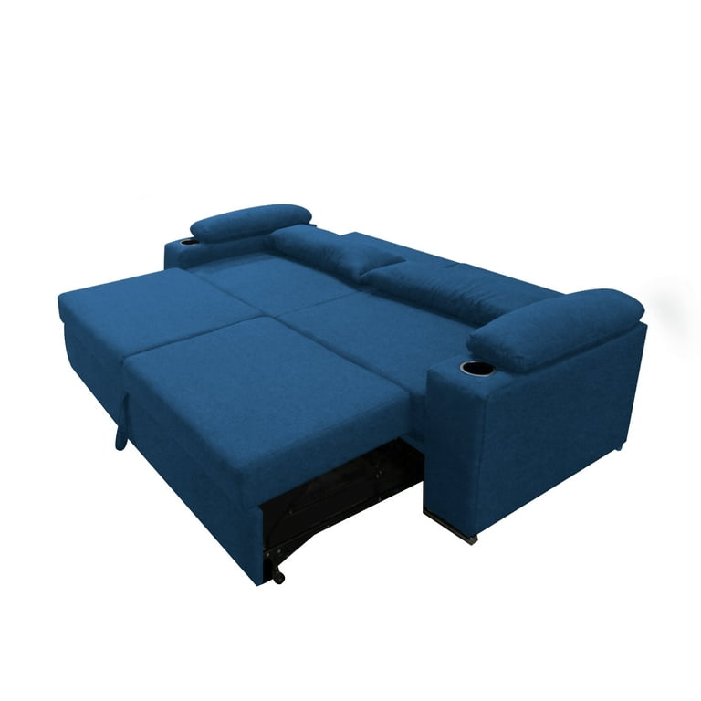 Sofa cama Matrimonial Plegable en Tela Malta color Marino Mobydec Element sofa cama portavasos