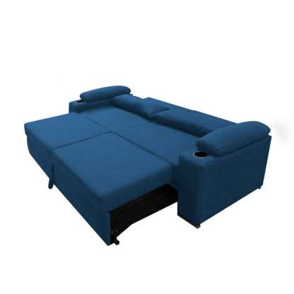 Sofa cama Matrimonial Plegable en Tela Malta color Marino Mobydec Element sofa cama portavasos