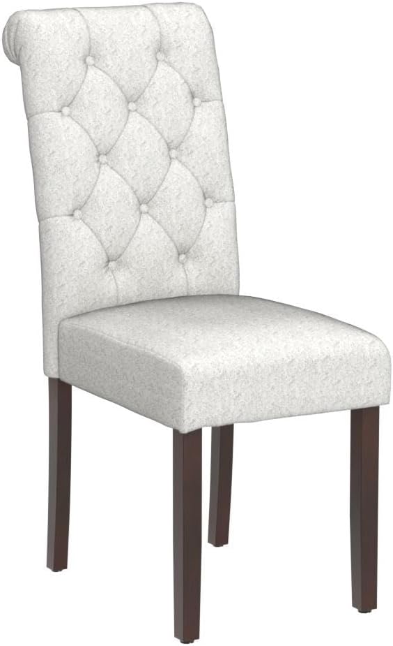 COLAMY - Juego de 6 sillas de Comedor con Botones y tapizadas, con Patas de Madera Maciza y Asiento Acolchado para Comedor, Cocina, Color Gris