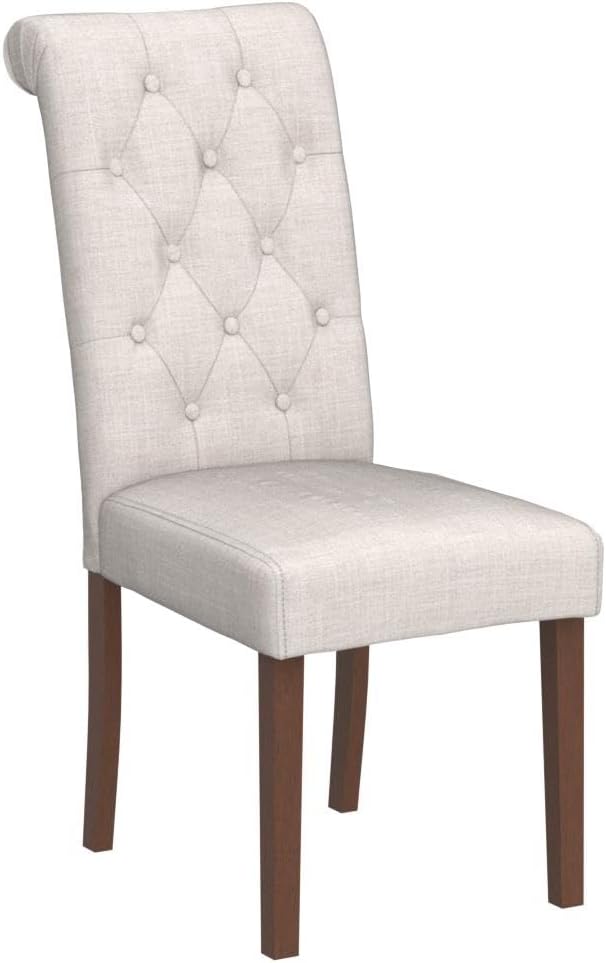 COLAMY - Juego de 6 sillas de Comedor con Botones y tapizadas, con Patas de Madera Maciza y Asiento Acolchado para Comedor, Cocina, Color Gris