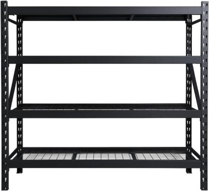Estante Industrial de Acero Reforzado, 4 Niveles, Negro, 195.5 x 60.9 x 182 cm, Capacidad 1100 kg por Nivel, 4 Toneladas