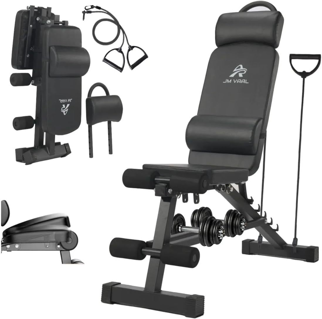 Banco de Ejercicios Ajustable, 13 en 1, 6 Posiciones, Capacidad 200kg, Multifuncional, Negro, 107x31x125cm