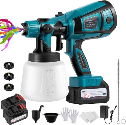 Pistola de Pintura, 800W Pistola para Pintar Eléctrica con Recipiente de 1400ml, Pulverizador de Pintura Multipropósito con 3 Modos de Pulverización y 4 Boquillas para Casas, Paredes, Muebles, Cercas
