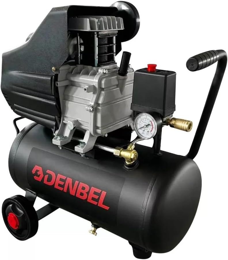 Compresor de Aire Eléctrico 25L 2HP 110V Monofásico Tanque Portátil para Taller y Herramientas Neumáticas