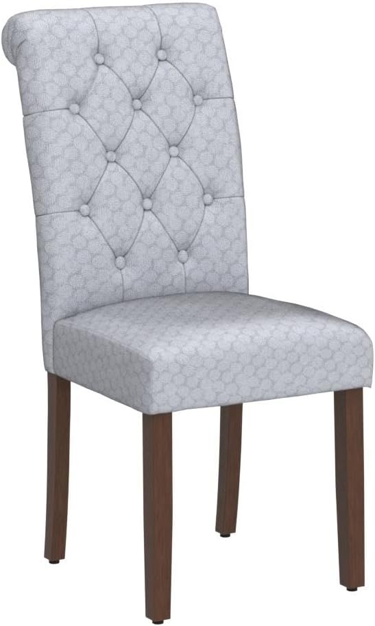 COLAMY - Juego de 6 sillas de Comedor con Botones y tapizadas, con Patas de Madera Maciza y Asiento Acolchado para Comedor, Cocina, Color Gris