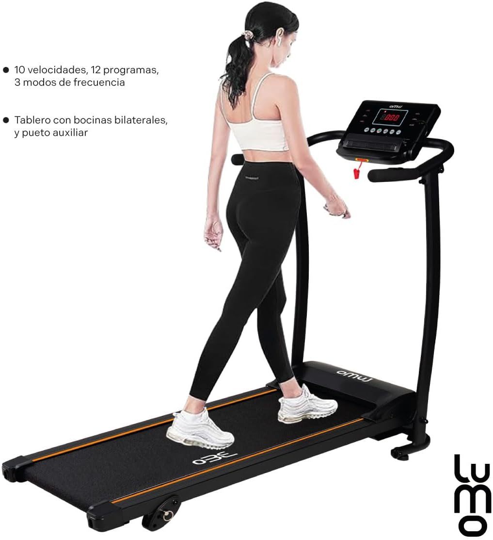 Caminadora Electrica 3 Niveles Inclinacion 1.8Hp Bluetooth Cinta para Correr Uso Doméstico con Pantalla LCD Manual con 12 Programas Preestablecidos Soporta un Peso Máximo de 120 Kg