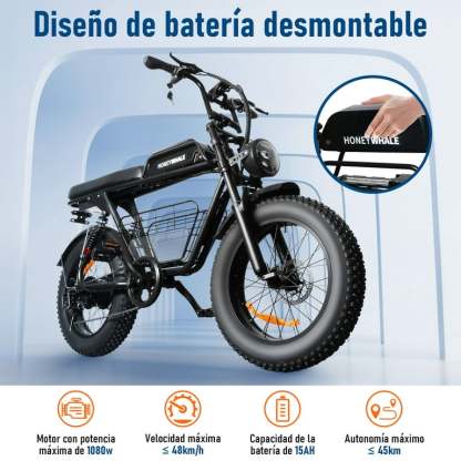 Bicicleta Eléctrica Honey Whale K7 Negro HONEY WHALE K7