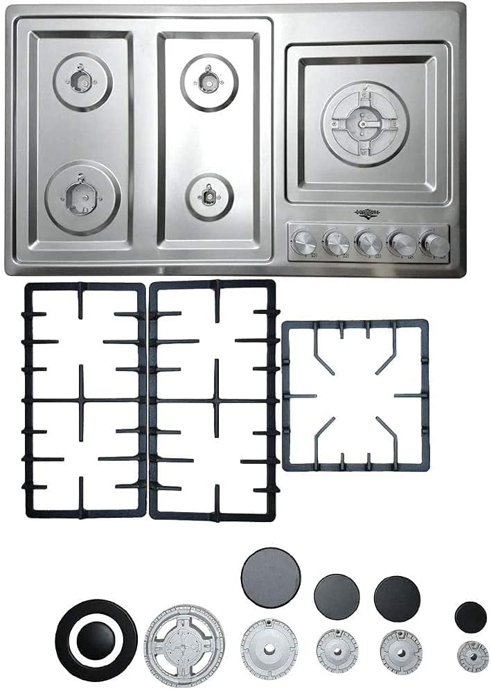 Gutstark Estufa Parrilla Acero Inoxidable A Gas 5 Quemadores Empotrable Hogar Cocina Gas Lp Gas Natural