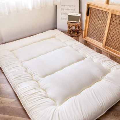 MAXYOYO - Puf plegable para sofá, cama, colchón de piso para adultos, extra grueso, 6 pliegues, sofá para recámara, sala de estar, beige, 135 x 240 cm