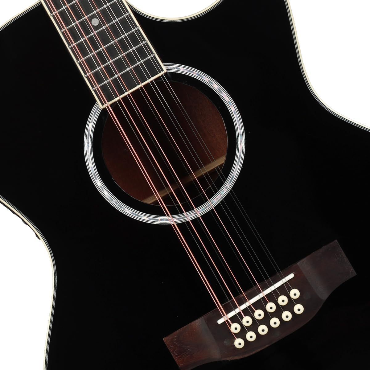 Jidyous-41 Inch,4/4,Guitarra Electroacústica 12 cuerdas,con Funda Acolchada, afinadores, Tirantes de guitarra,cuerdas, paletas, capó, adecuada para adultos jóvenes de nivel medio (Black)