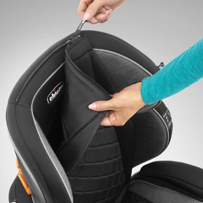 Chicco - KidFit Zip Air Plus 2 en 1 asiento elevador de posicionamiento para coche – Q Collection, negro/gris