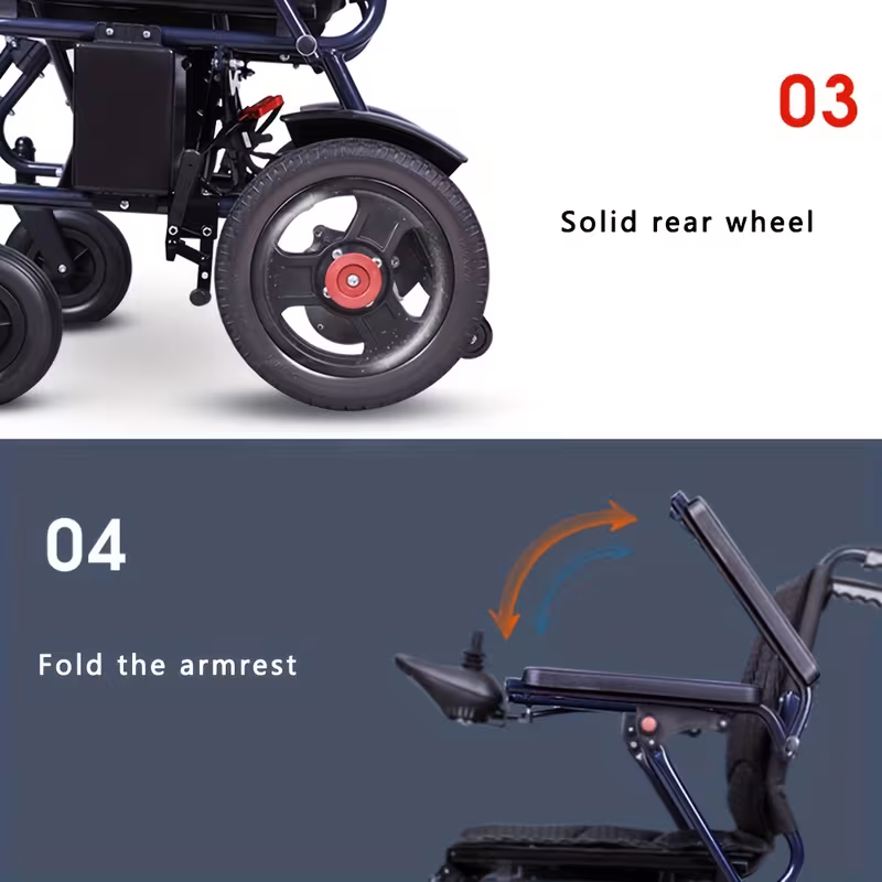 silla de ruedas el&eacute;ctrica para adultos 25kg 500w con motores dobles, plegable y  , silla de ruedas motorizada para   mayores con soporte de 120kg, silla de ruedas  , negra Detalles del producto 6