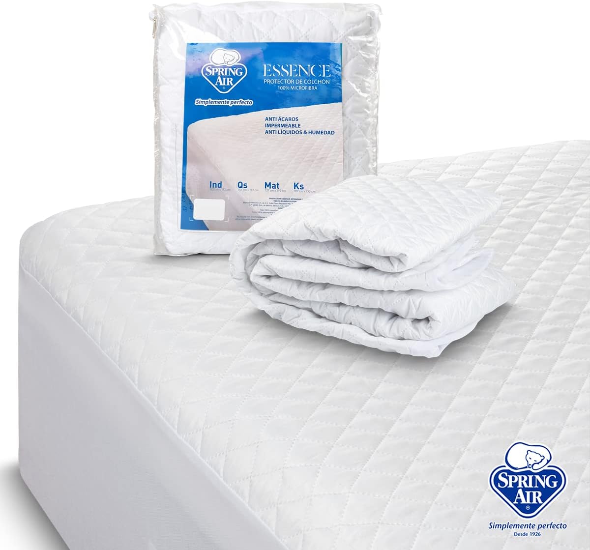 Spring Air Pack Colchón Commander Matrimonial con Box | 2 Almohadas | Cubre Colchón y 1 Juego de Sabanas | Colchon con Colchoneta Pillow | Confort Firme y Soporte Ortopédico | 5 años De Garantía