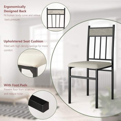 Juego de mesa de comedor de cocina de 5 piezas Tangkula, juego de mesa y sillas modernas que incluye 1 mesa rectangular y cuatro sillas de respaldo alto, marco de metal y asiento acolchado, tablero de mesa de mármol sintético (gris)