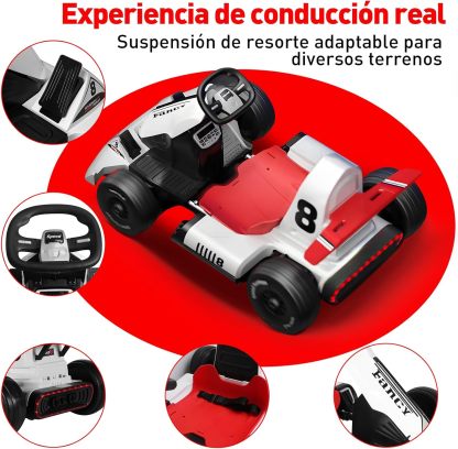 HONEYWHALE Go Kart Eléctrico para Niños con Asiento Ajustable, Modo Control Remoto, Velocidad Máxima 4km/h, Carro Electrico Niño Montable con Luz Led y Musica, Moto Electrica Infantil Niño