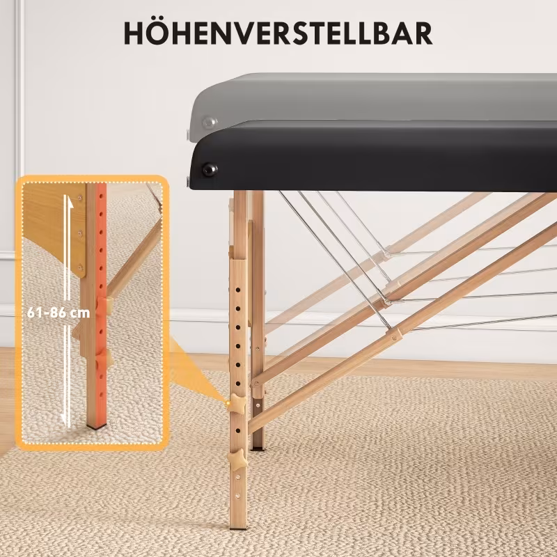de masaje móvil plegable 2 zonas, altura ajustable, 70 cm ancho con reposacabezas y patas de madera, cama para o relajación cosmética negra, configuración profesional de masaje,mesa de masaje portátil,muebles ahorradores de ,diseño compacto,superficie acolchada, ,mesa ajustable,masajeador de zonas,profesionales del spa Detalles del producto 2