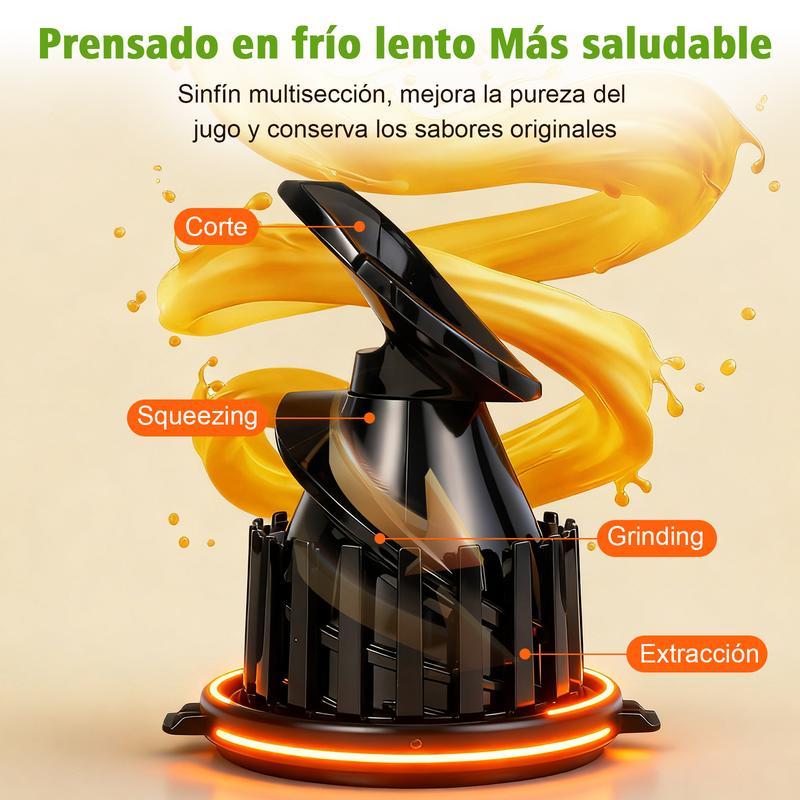 FLOSSY Molina lenta de prensa en frío, extractora de zumo, zumadora lenta, extractora de zumo, zumadora lenta de gran diámetro
