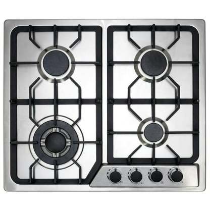 Combo Parrilla a Gas 4 Quemadores Acero Inox, Campana Cristal 60 cm y Horno a Gas LP para Empotrar 60 cm Acero Inox. Disa Home PAEM4/CAMPC60C/HGEMP24AI
