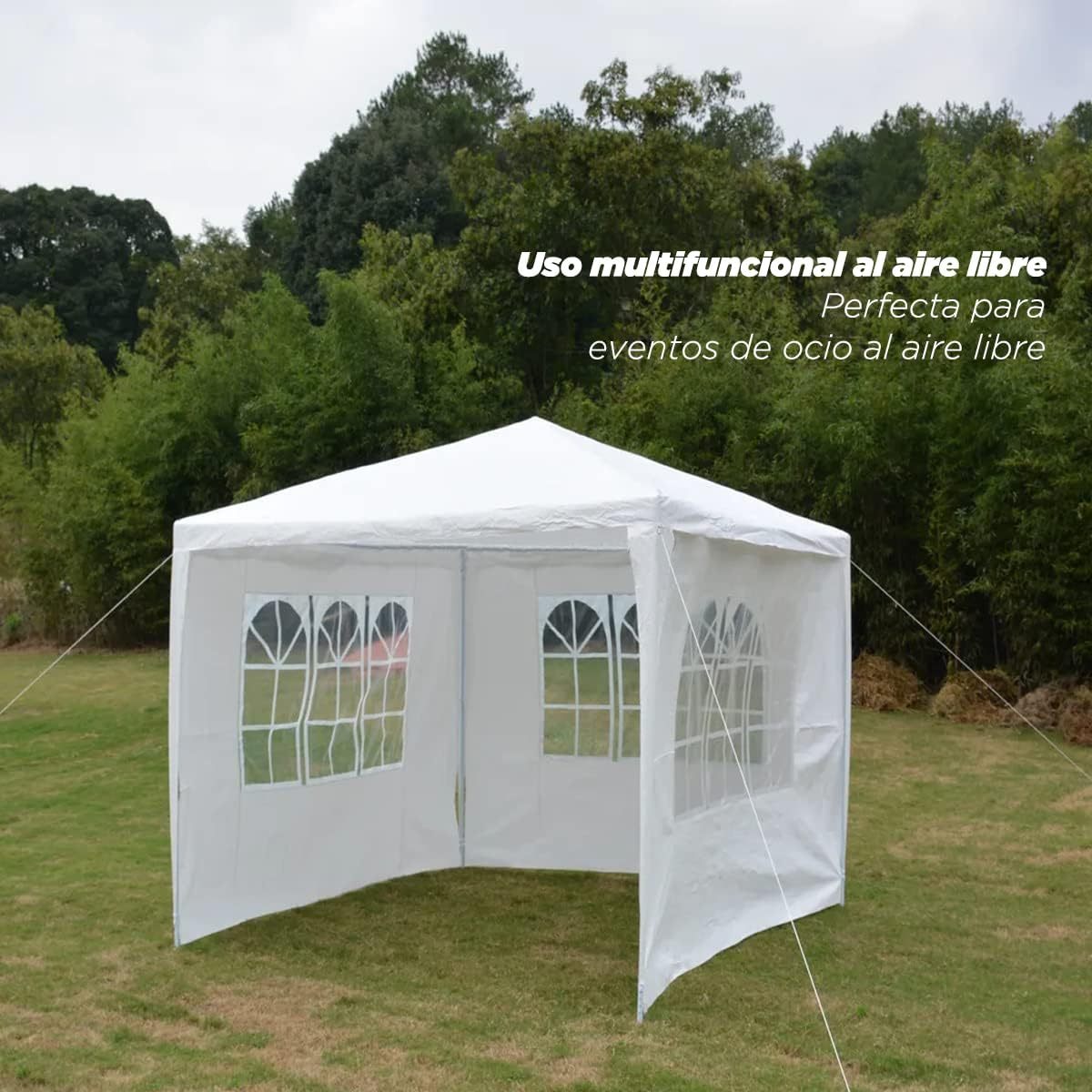 VANLIG | Toldo Carpa Armable 3x3mts |con Paredes Laterales Ventanas | para Fiesta