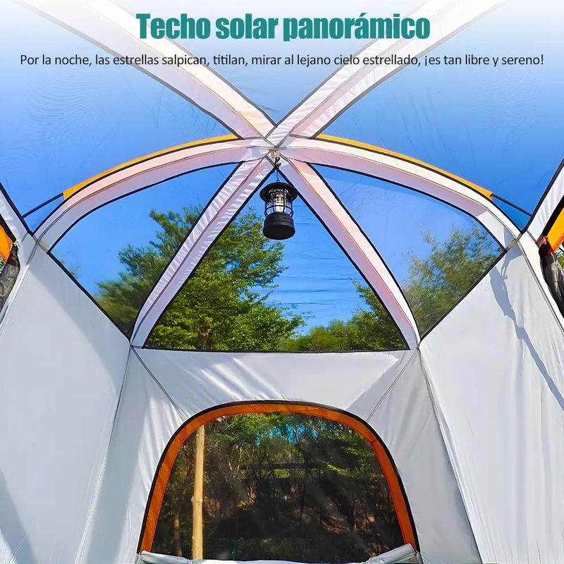 Carpa Puegarou 4-6 Personas Verde Oscuro con Protección de Lluvia y Mosquiteras