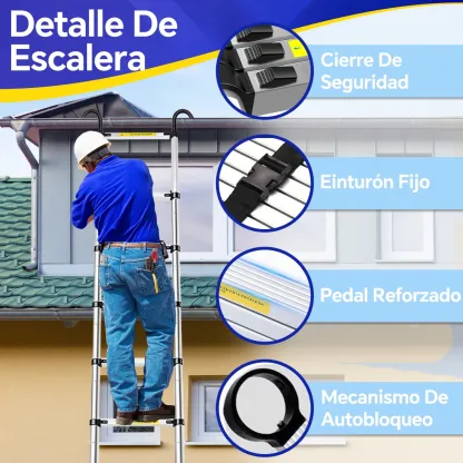 Escalera Telescópica Retráctil Aluminio Plegable 6.2 Metros