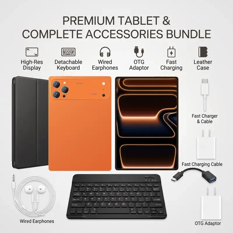 Tablet 10.1" Android 15 Rendimiento Fluido | Octa-Core | 16GB+256GB | Pantalla HD | 10000mAh | WiFi 5G | Accesorios Incluidos