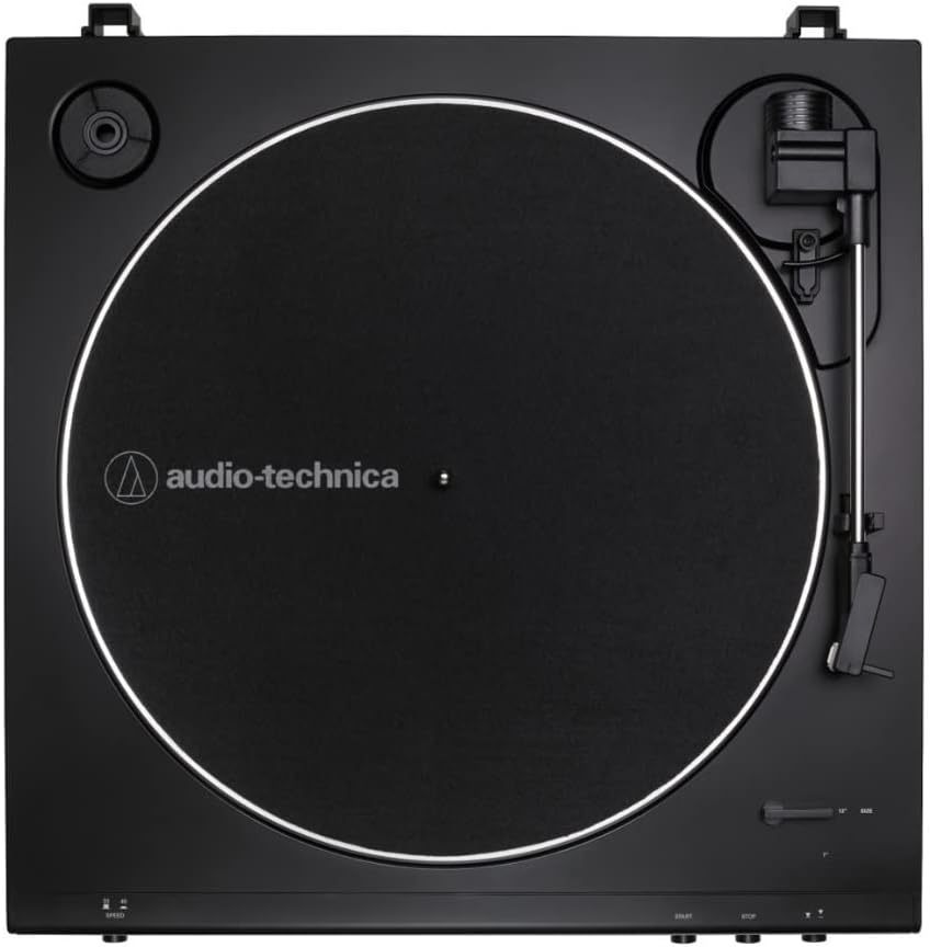 Audio-Technica - Tocadiscos AT-LP60X-BK totalmente automático con transmisión por correa, velocidades de 33/45 RPM (negro)