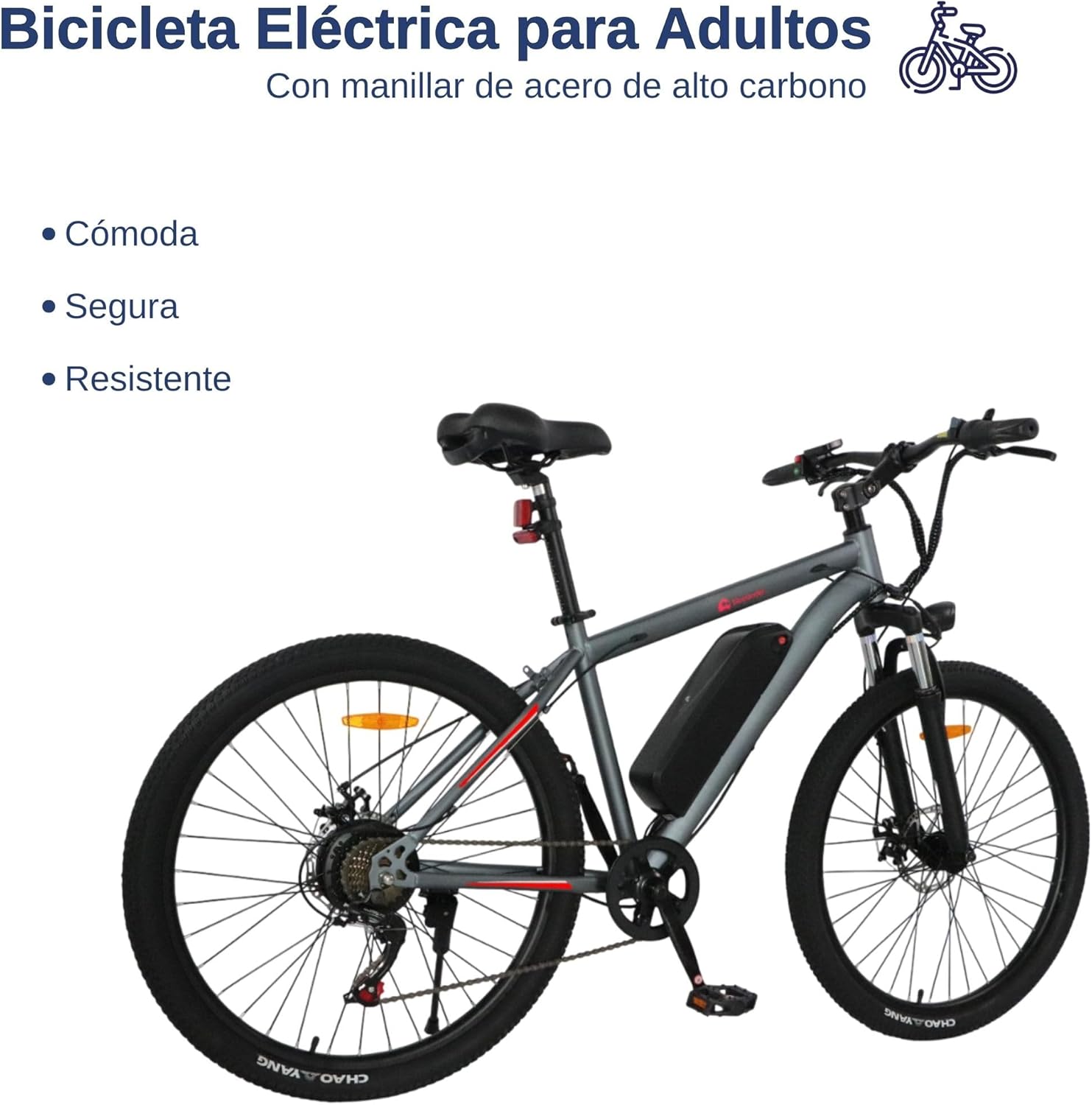 Bluelander Bicicleta Eléctrica para Adultos, Bicicleta Electrica Rodada 26, Velocidad Máxima de 32 km/h, 7 Velocidades, Potencia del Motor de 36 V/350 W, Pantalla, Frenos de Disco