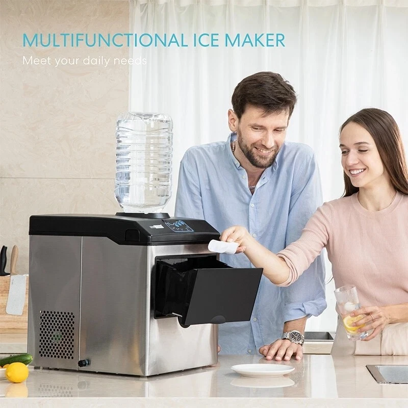 Máquina para hacer cubitos de hielo 2 en 1 para encimera, 48 libras/día con máquina combinada con dispensador de agua