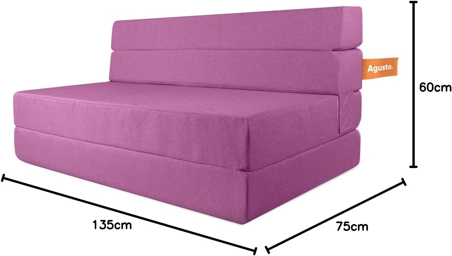 AGUSTO Sofá Cama Matrimonial Multifunción Colchon Plegable Futon Chaise Sillon Puff (Gris Oxford)