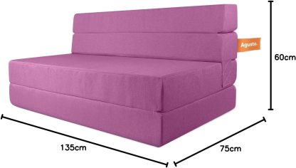 AGUSTO Sofá Cama Matrimonial Multifunción Colchon Plegable Futon Chaise Sillon Puff (Gris Oxford)