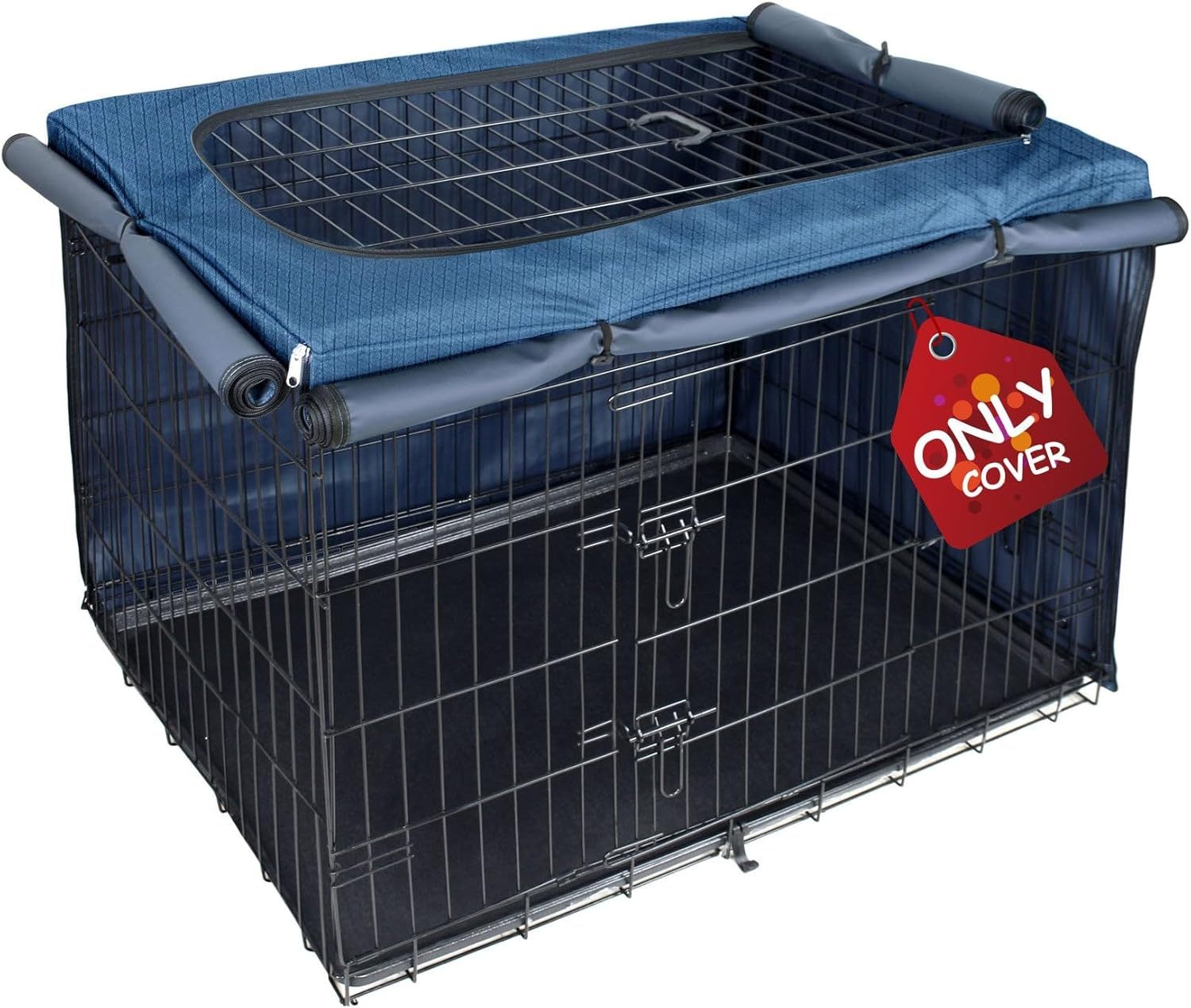 Explore Land Funda para jaula de perro de 42 pulgadas, funda de poliéster duradera para perrera de mascotas, ajuste universal para jaula de perro de alambre 1 (negro)