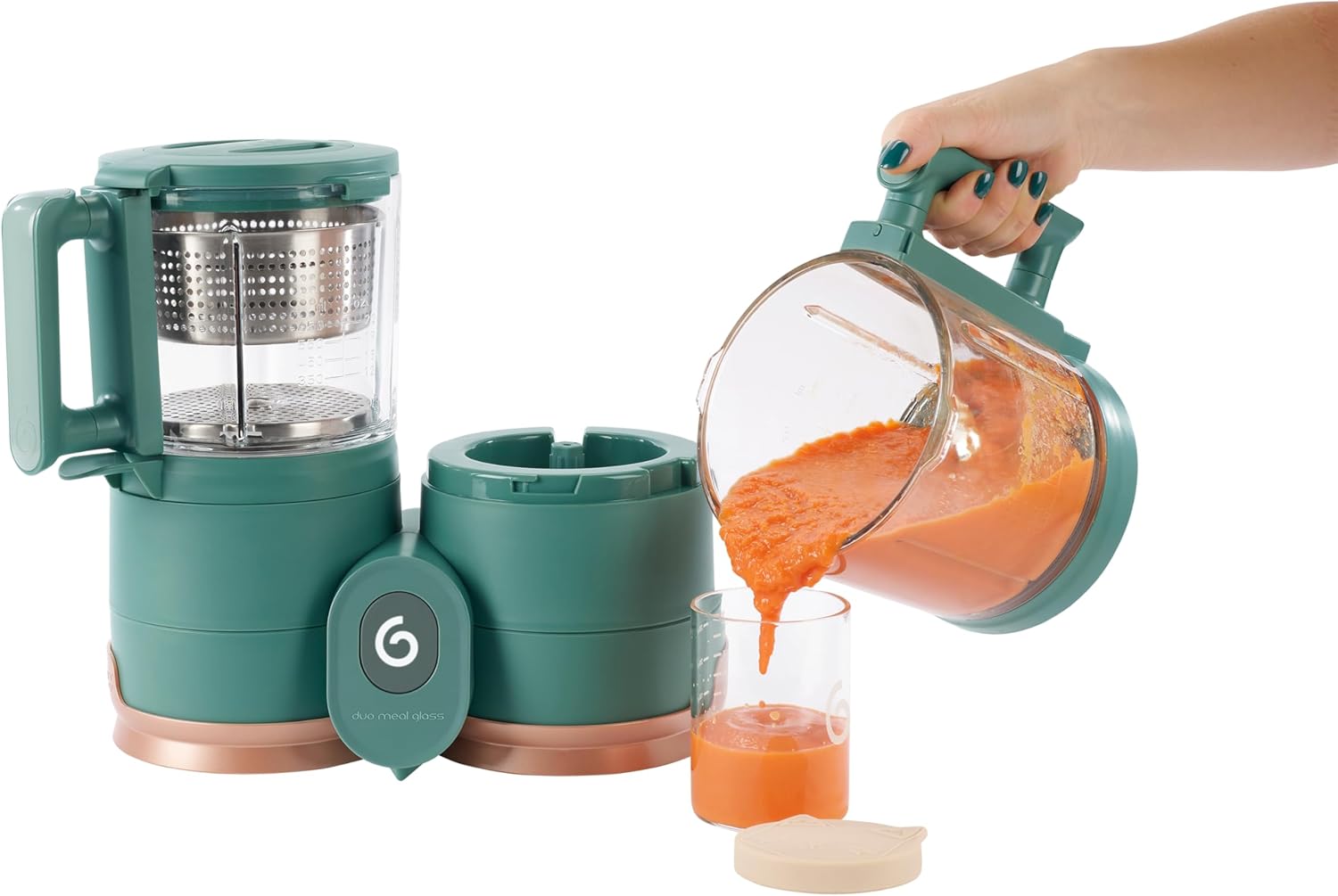 Babymoov Duo Meal 6 en 1: Procesador de Alimentos para Bebés con Vaporizador y Licuadora de Velocidades Múltiples, Calienta y Descongela (Aprobado por Nutricionistas), Gris