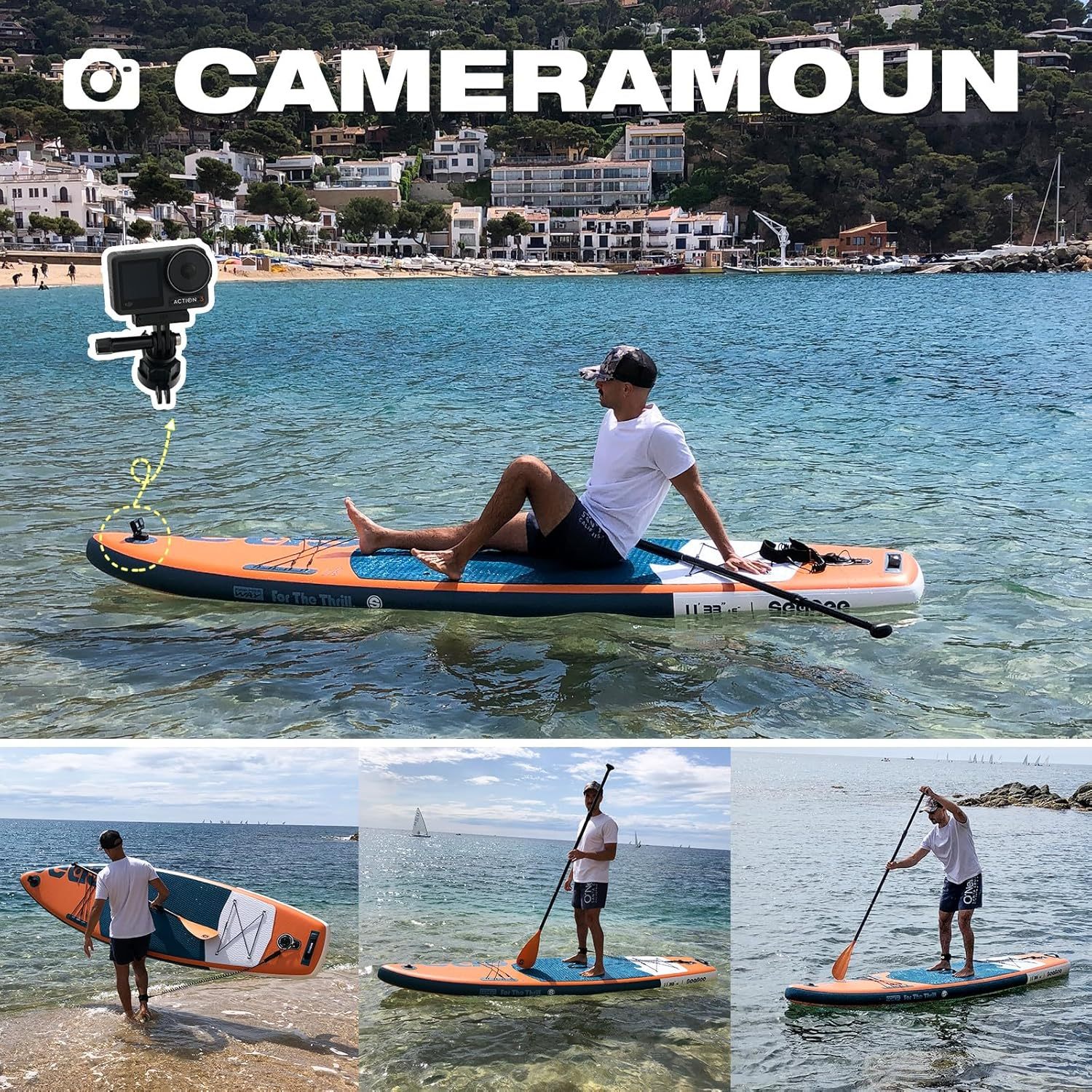 SEASEESUP Tablas de Remo inflables con Accesorios Sup, Tabla de Remo de 12 pies, Duradera, Ligera, diseño Estable de 33 Pulgadas de Ancho para Adultos con sobrepeso
