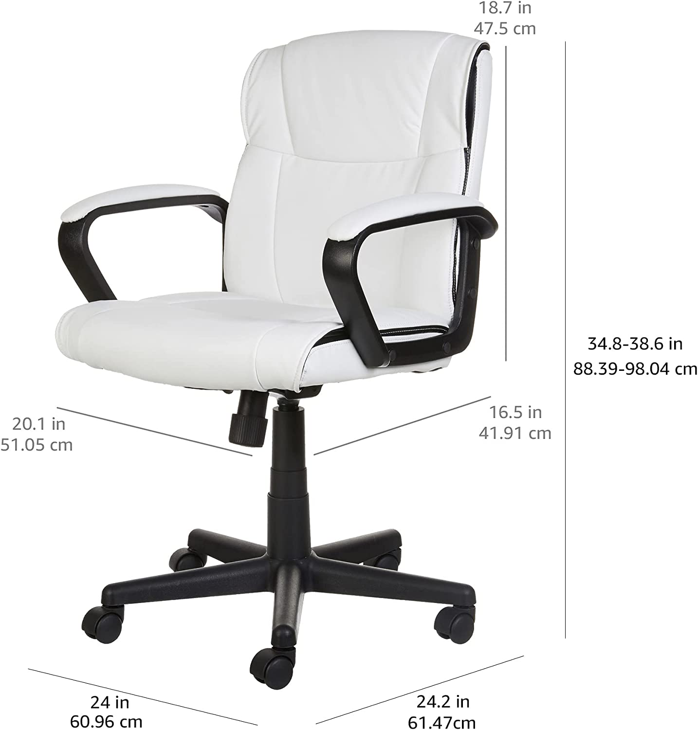 Silla ergonómica de escritorio de oficina con reposabrazos, altura e inclinación ajustable, giro de 360 grados, capacidad de 124 kg