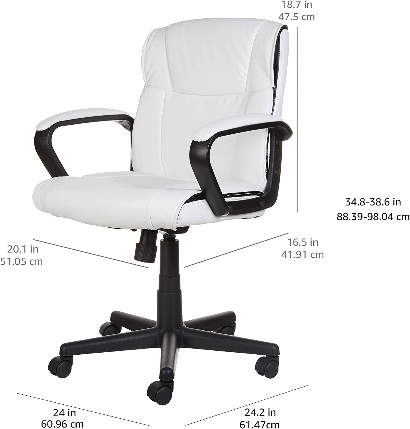 Silla ergonómica de escritorio de oficina con reposabrazos, altura e inclinación ajustable, giro de 360 grados, capacidad de 124 kg